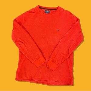 🏇 POLO RALPH LAUREN Mens Red Long Sleeve Thermal Waffle Weave (Sz XL)